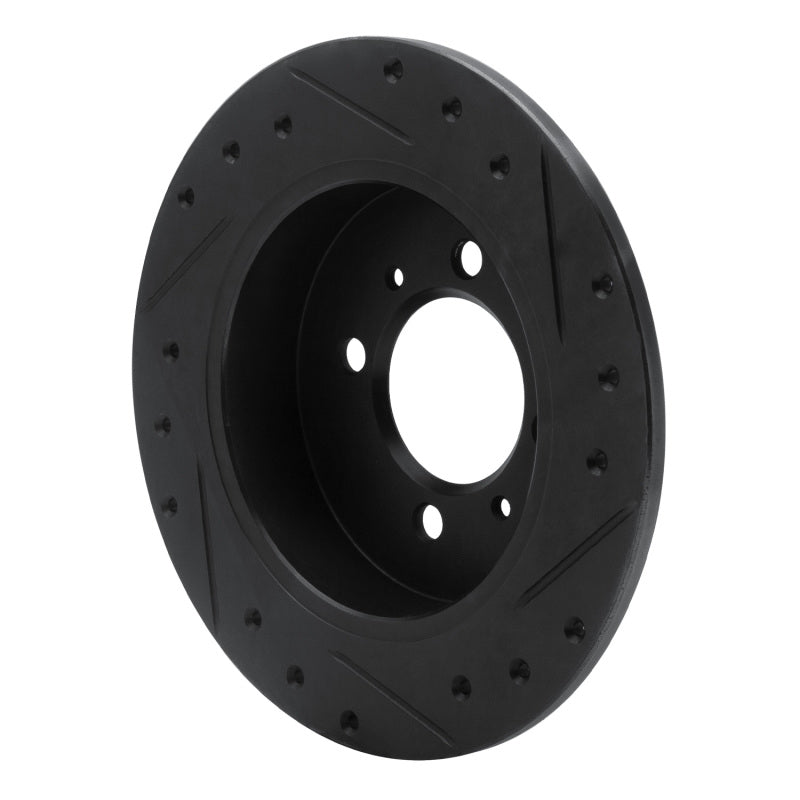 R1 91-94 Nissan Sentra Rear Left Drilled & Slotted Black Brake Rotor