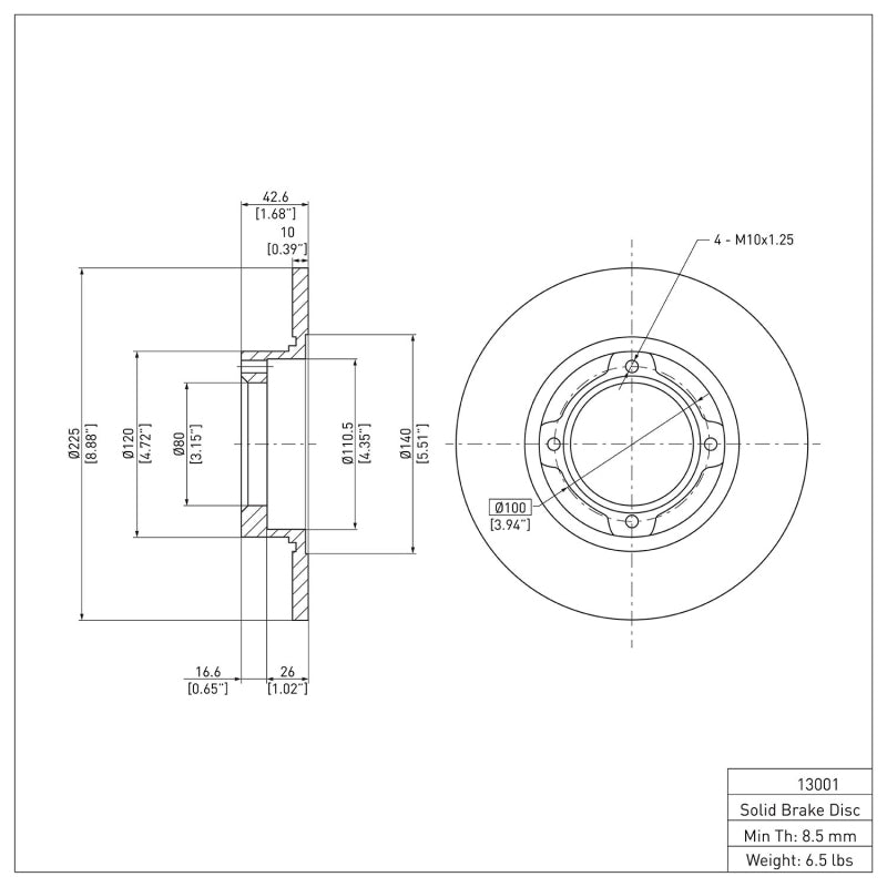 R1 85-91 Subaru Loyale Rear Brake Rotor