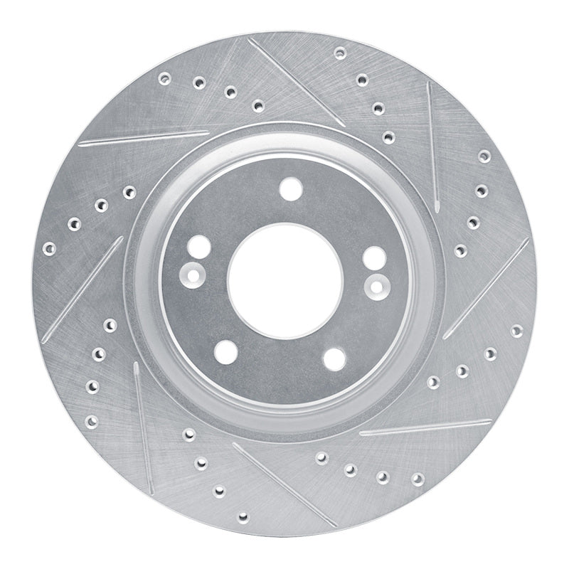 R1 17-20 Kia Cadenza Front Right Drilled & Slotted Silver Brake Rotor