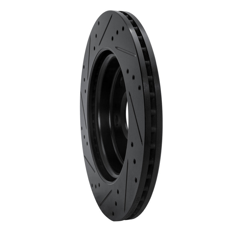 R1 10-25 Buick Regal Rear Right Drilled & Slotted Black Brake Rotor
