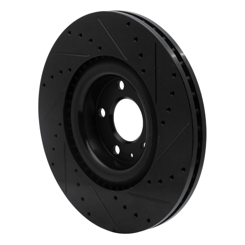 R1 04-09 Audi S4 Front Left Drilled & Slotted Black Brake Rotor