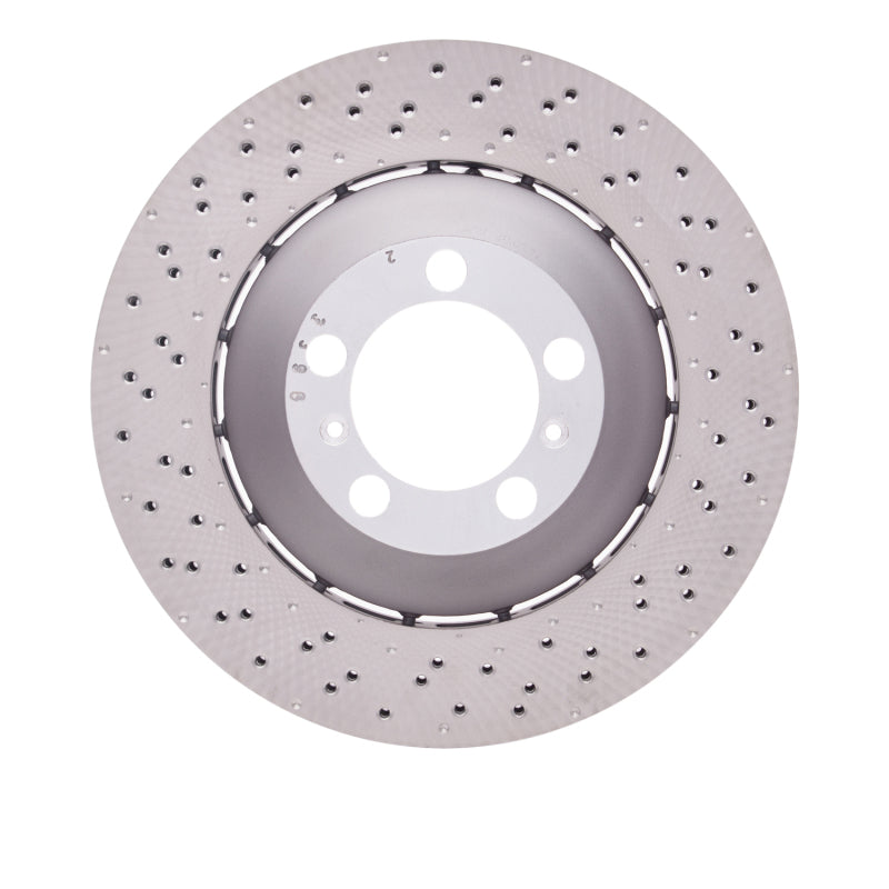 R1 13-19 Porsche 911 Left Front Drilled Carbon Alloy GeoMET Rotor