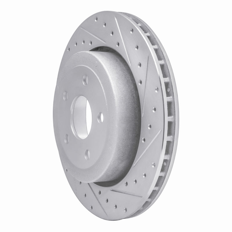 R1 06-10 Jeep Grand Cherokee Rear Right Drilled & Slotted Silver Brake Rotor