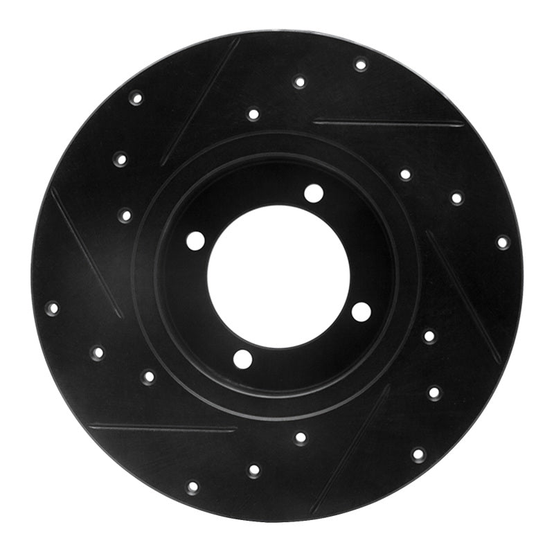 R1 74-78 Nissan 260Z Front Right Drilled & Slotted Black Brake Rotor