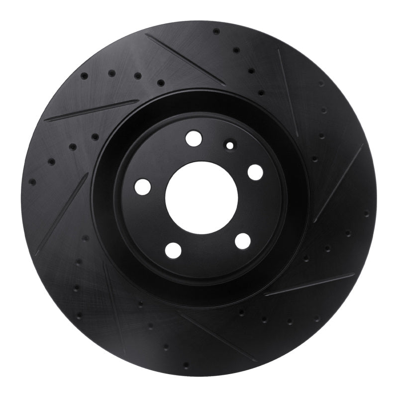 R1 04-09 Audi S4 Front Right Drilled & Slotted Black Brake Rotor