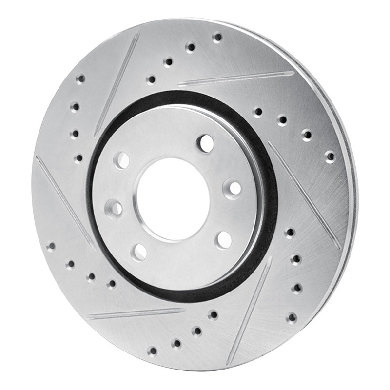 R1 88-89 Eagle Medallion Front Left Drilled & Slotted Silver Brake Rotor