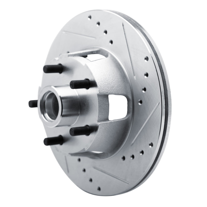 R1 65-67 Ford Ranchero Front Right Drilled & Slotted Silver Brake Rotor
