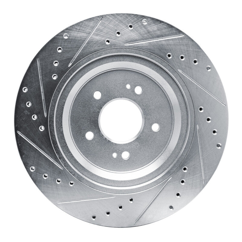 R1 19-22 Genesis G90 Rear Right Drilled & Slotted Silver Brake Rotor