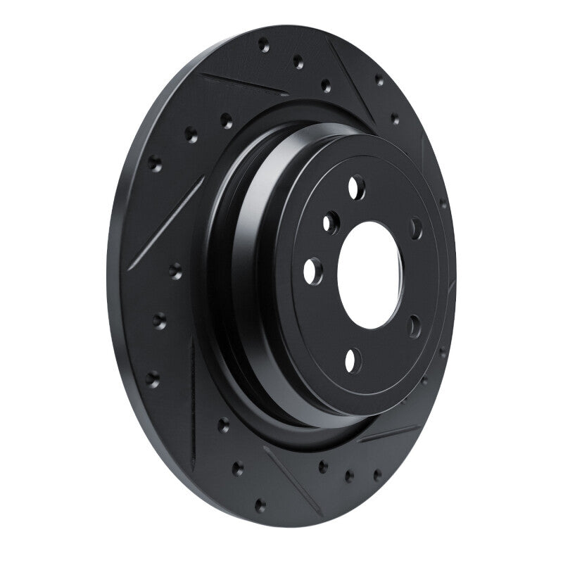 R1 12-18 Mercedes-Benz GLE350 Rear Right Drilled & Slotted Black Brake Rotor