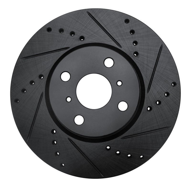 R1 12-18 Toyota Yaris (USA/Canada) Front Right Drilled & Slotted Black Brake Rotor