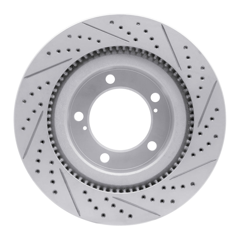 R1 07-22 Lexus LX570 Front Left Drilled & Slotted Geo-Carbon Rotor