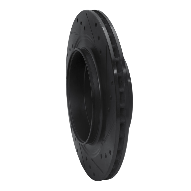 R1 02-10 Saab 9-5 Rear Left Drilled & Slotted Black Brake Rotor
