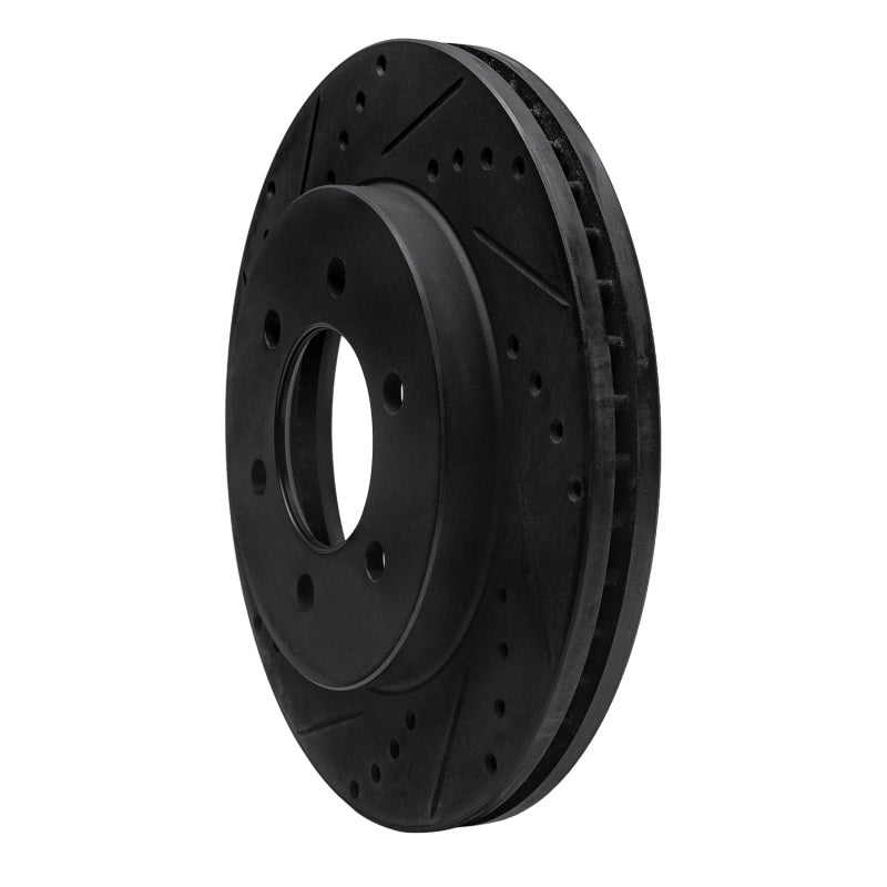 R1 99-07 Ford E-350 Econoline Club Wagon Rear Left Drilled & Slotted Black Brake Rotor