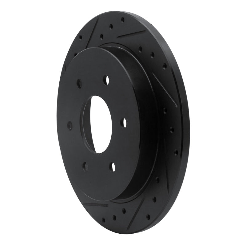 R1 04-15 Infiniti QX56 Rear Left Drilled & Slotted Black Brake Rotor