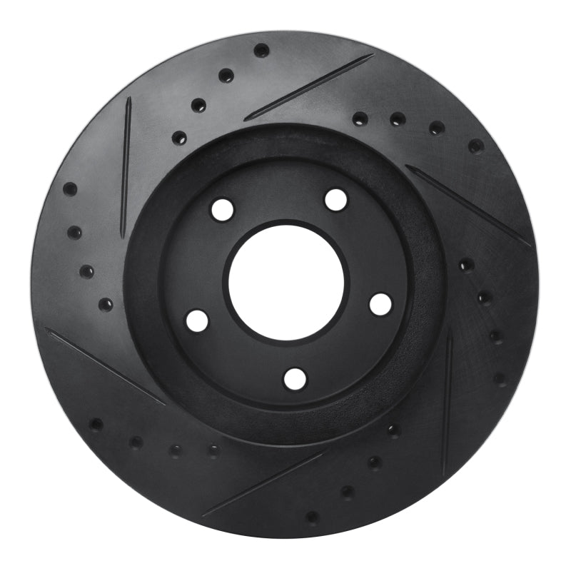 R1 99-01 Infiniti I30 Front Right Drilled & Slotted Black Brake Rotor