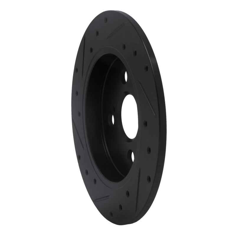 R1 12-18 Toyota Yaris (USA/Canada) Rear Right Drilled & Slotted Black Brake Rotor