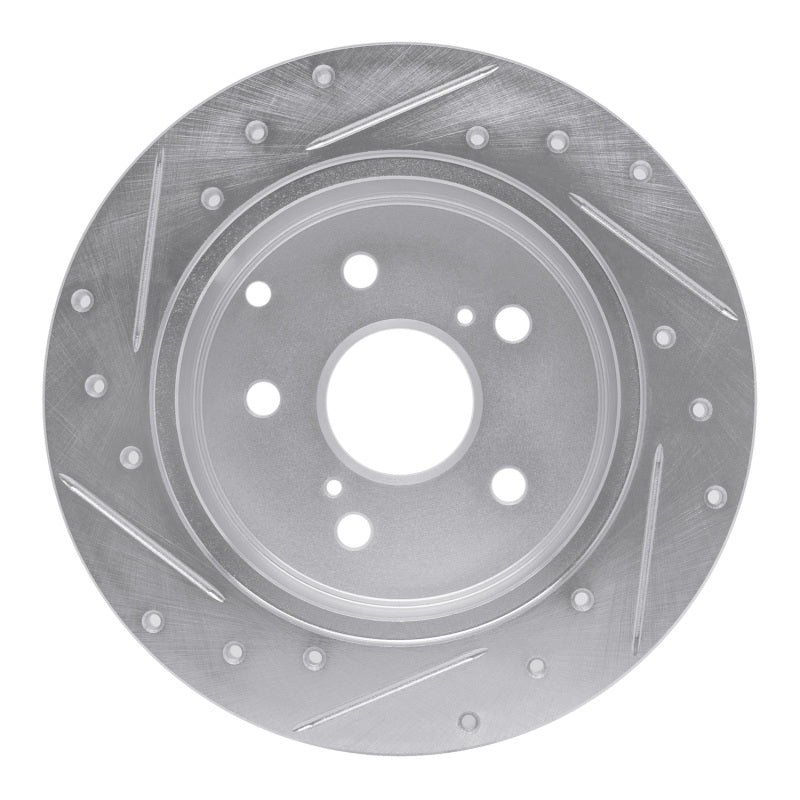 DFC 06-18 Lexus HS250H Rear Right Drilled & Slotted Silver Brake Rotor