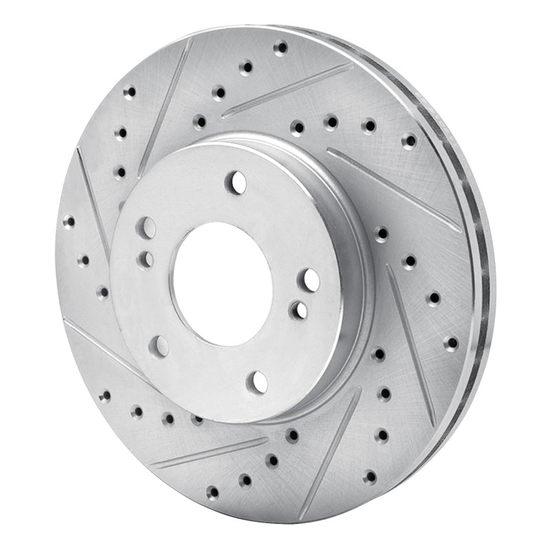 R1 90-97 Infiniti Q45 Front Left Drilled & Slotted Silver Brake Rotor
