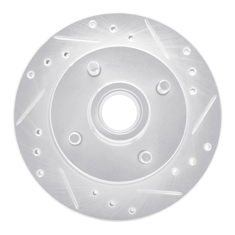 R1 79-81 Ford Mustang Front Right Drilled & Slotted Silver Brake Rotor