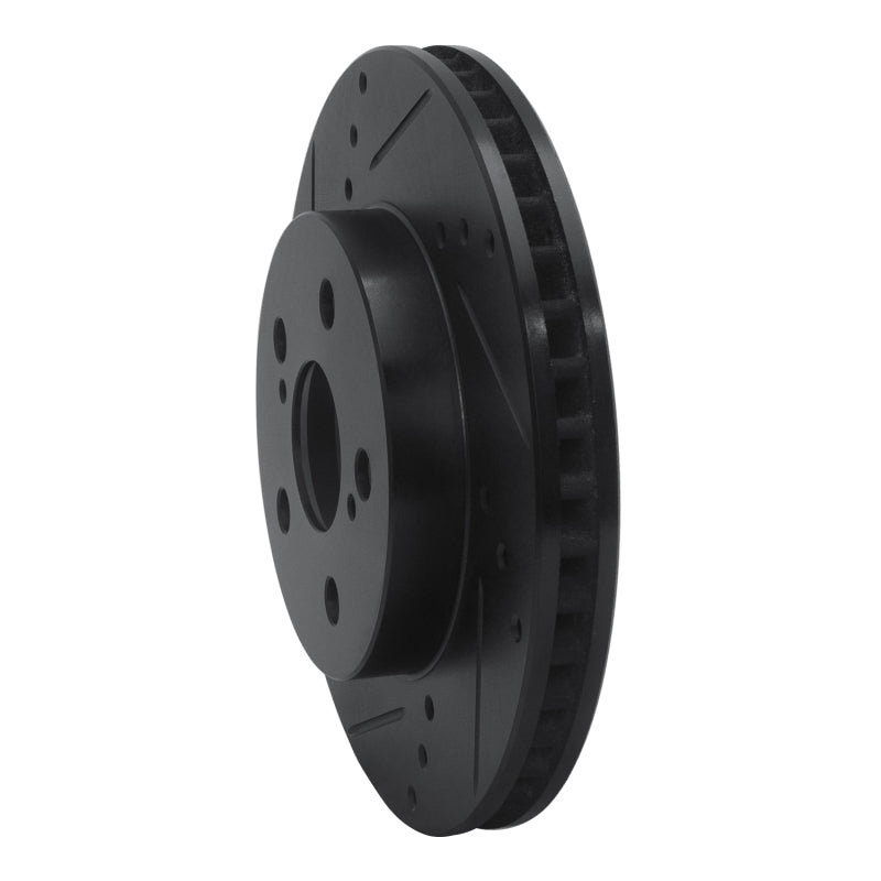 R1 16-22 Toyota Prius Front Left Drilled & Slotted Black Brake Rotor
