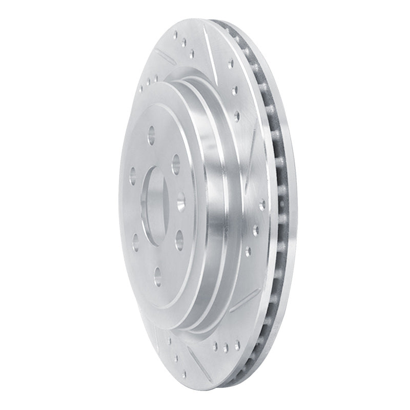 R1 10-16 Cadillac SRX Rear Right Drilled & Slotted Silver Brake Rotor