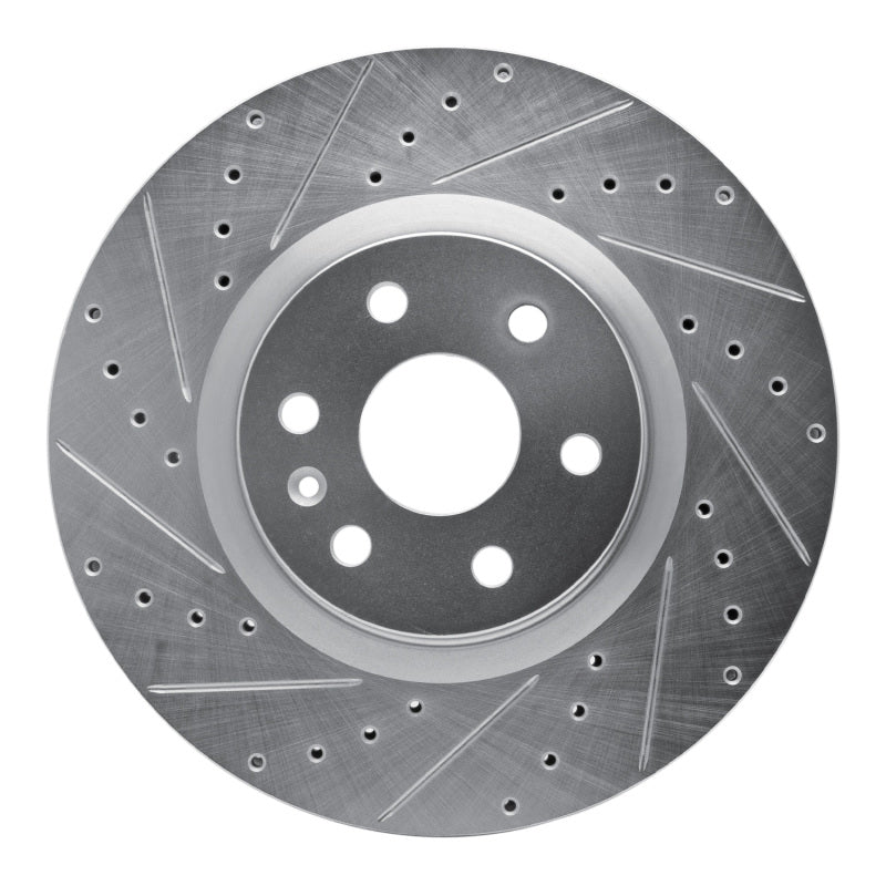 R1 10-16 Cadillac SRX Front Left Drilled & Slotted Silver Brake Rotor