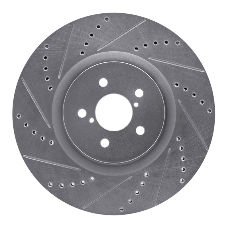 R1 03-25 Subaru BRZ Front Left Drilled & Slotted Silver Brake Rotor
