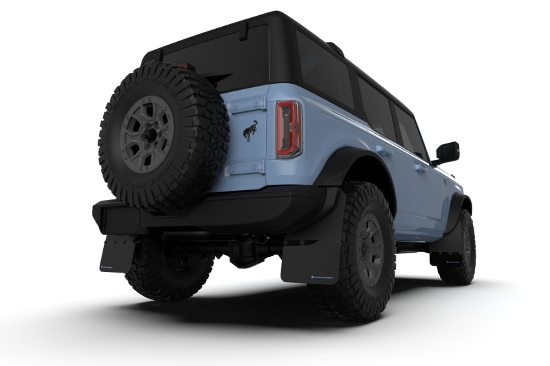 Rally Armor 21-25 Ford Bronco (Plstc Bmpr + RB - NO Rptr/Sprt) Blk Mud Flap w/Area Blue Logo