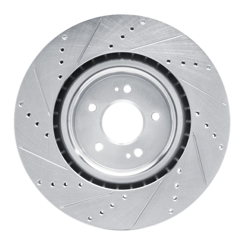 R1 18-22 Genesis G70 Front Right Drilled & Slotted Silver Brake Rotor