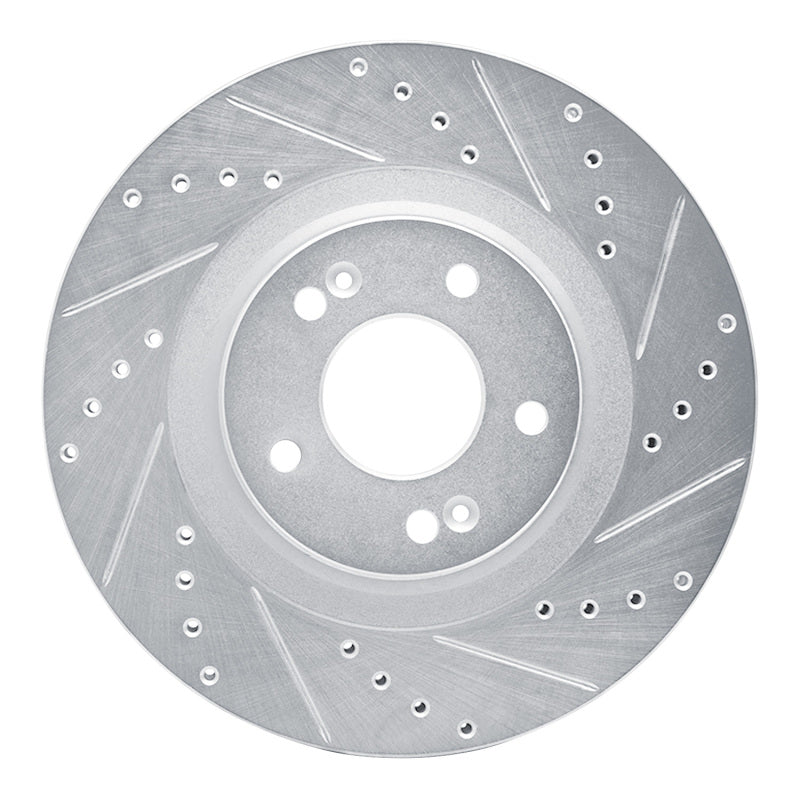 R1 15-20 Kia SORENTO Front Right Drilled & Slotted Silver Brake Rotor