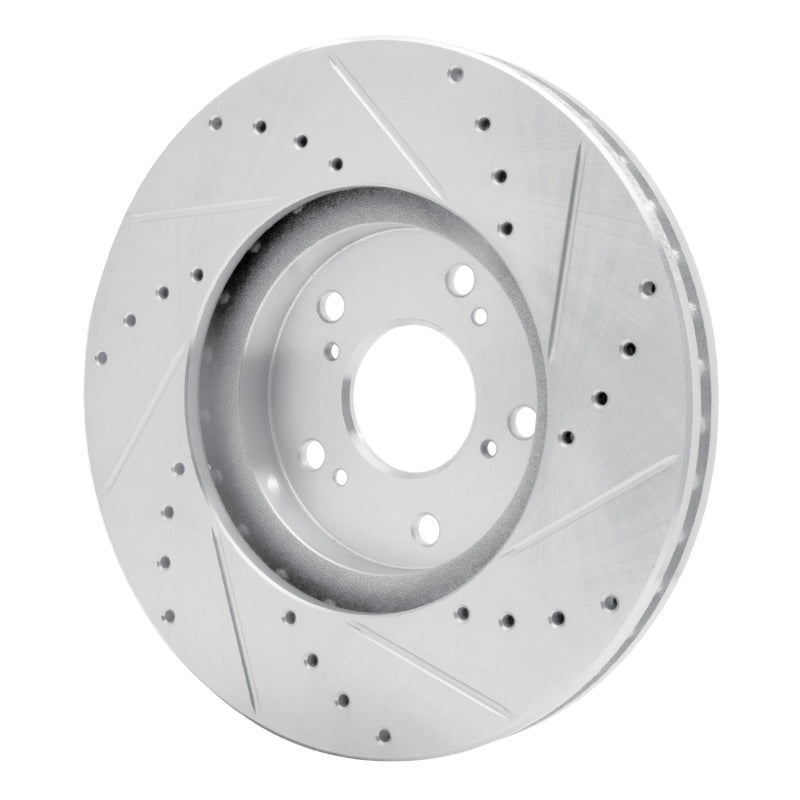 R1 99-14 Acura TSX Front Left Drilled & Slotted Silver Brake Rotor