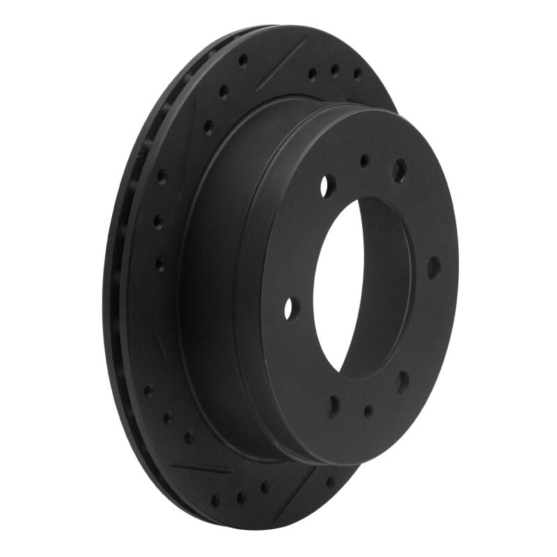 R1 88-95 Nissan Pathfinder Rear Right Drilled & Slotted Black Brake Rotor