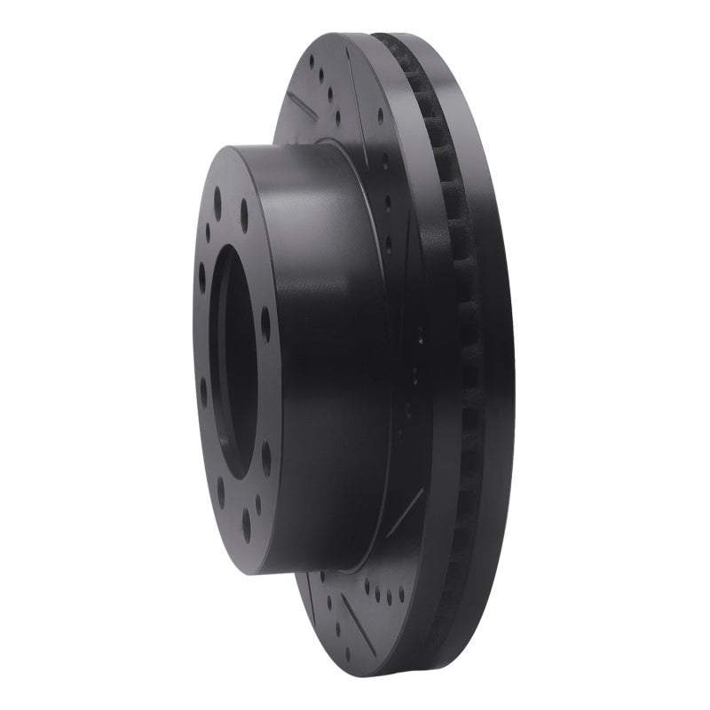 R1 08-20 Ford E-Super Duty Rear Right Drilled & Slotted Black Brake Rotor