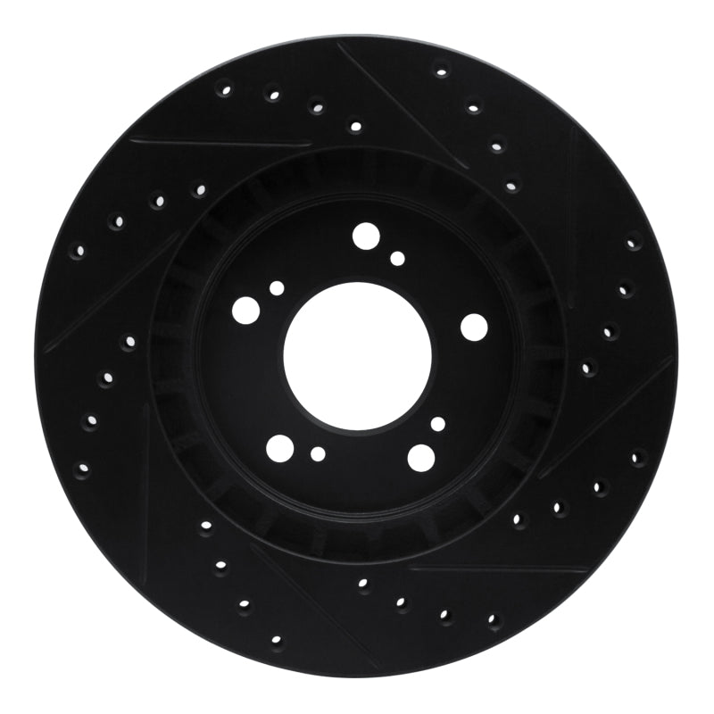 R1 97-05 Acura NSX Front Left Drilled & Slotted Black Brake Rotor