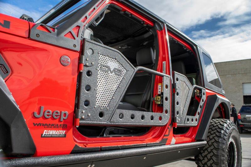 DV8 Offroad Jeep 18+ Wrangler JL / 20+ Gladiator JT Rear Rock Doors w/ Perforated Aluminum Mesh