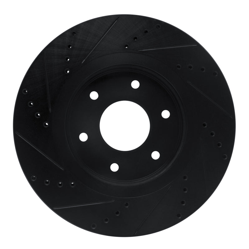 R1 05-07 Infiniti QX56 Front Right Drilled & Slotted Black Brake Rotor