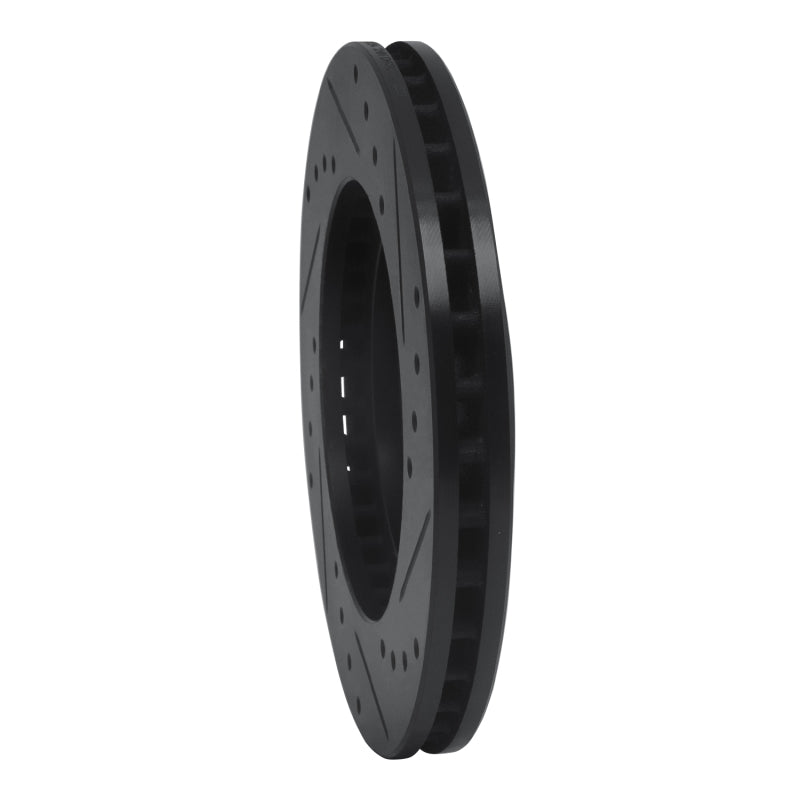 R1 98-15 Nissan Frontier Front Left Drilled & Slotted Black Brake Rotor
