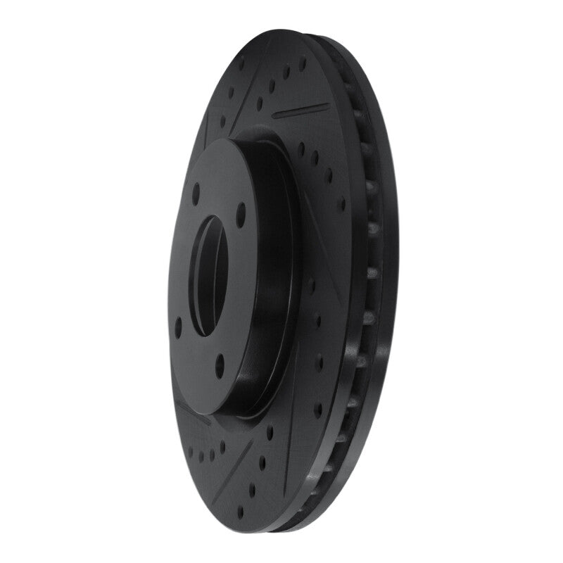 R1 07-14 Nissan Sentra Front Left Drilled & Slotted Black Brake Rotor