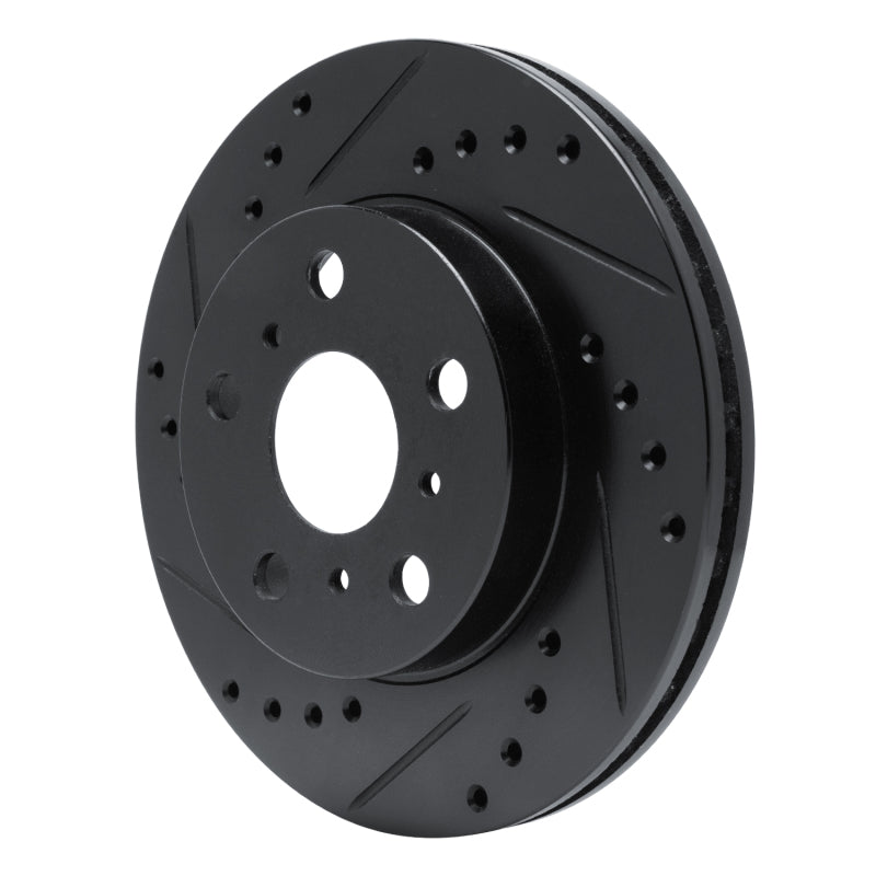 R1 83-86 Toyota Camry Front Left Drilled & Slotted Black Brake Rotor
