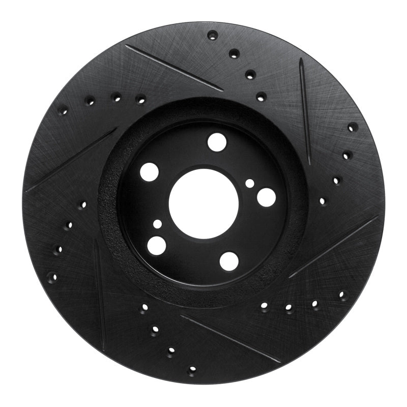 R1 94-99 Toyota Celica Front Left Drilled & Slotted Black Brake Rotor