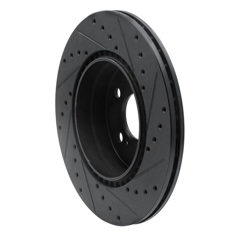 R1 93-02 Mercedes-Benz 600SL Rear Left Drilled & Slotted Black Brake Rotor