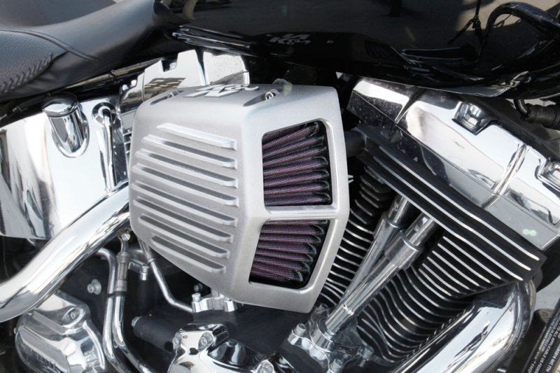 K&N Street Metal Intake System 01-16 Harley-Davidson Shaker Silver H/D Softail/Dyna Fl