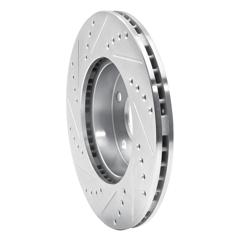 R1 91-97 Toyota Previa Front Right Drilled & Slotted Silver Brake Rotor