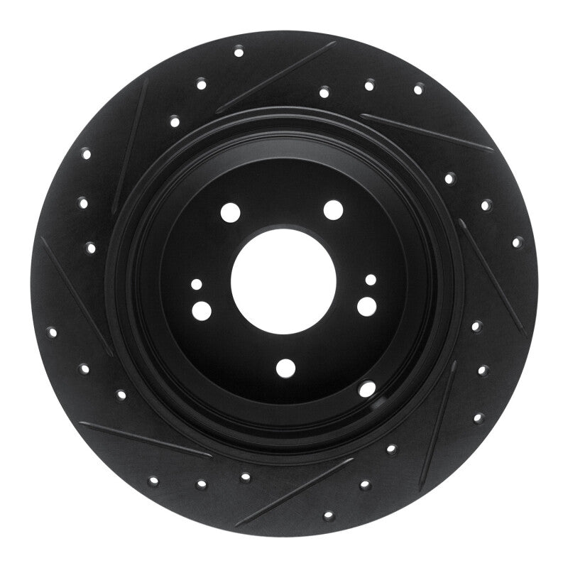 R1 18-23 Genesis G70 Rear Right Drilled & Slotted Black Brake Rotor