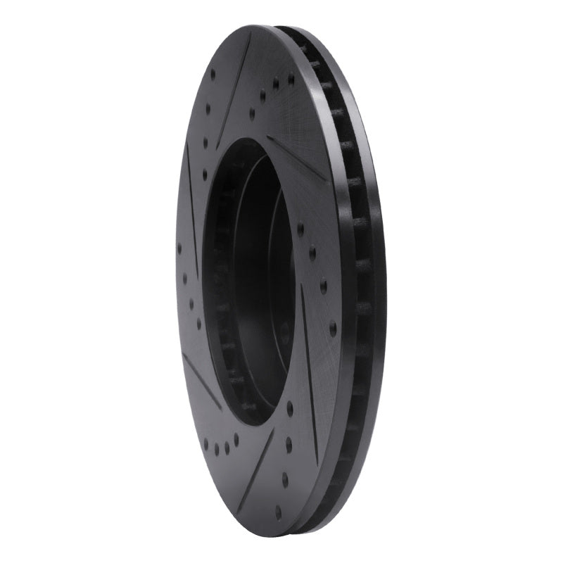 R1 98-99 Acura CL Front Right Drilled & Slotted Black Brake Rotor