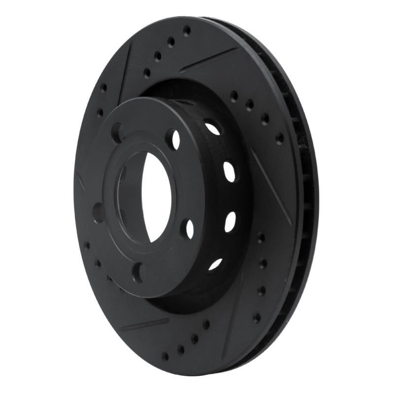R1 99-05 Audi A6 Quattro Rear Left Drilled & Slotted Black Brake Rotor