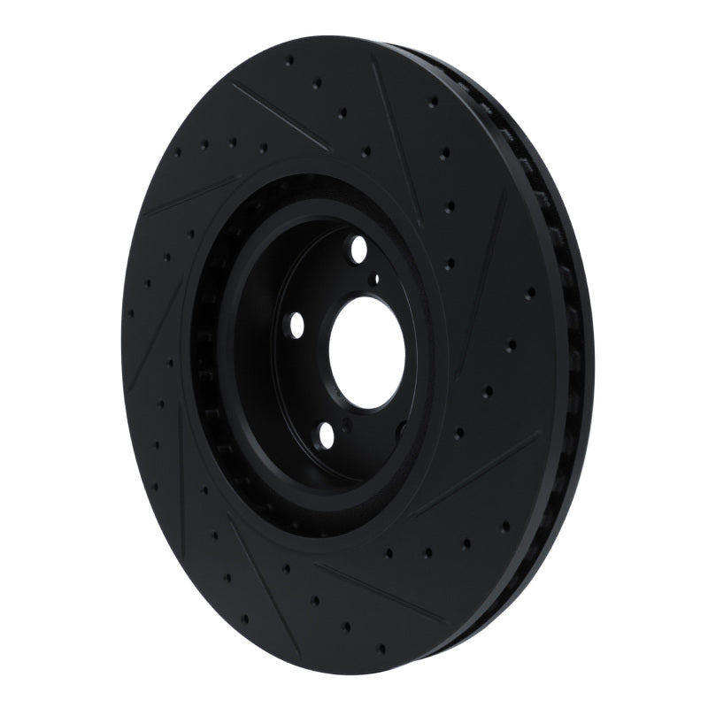 R1 11-25 Lexus IS200T Left Front Drilled & Slotted Black Brake Rotor