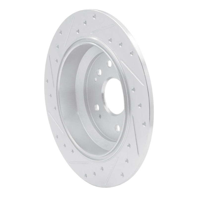 R1 10-15 Honda Crosstour Rear Right Drilled & Slotted Silver Brake Rotor