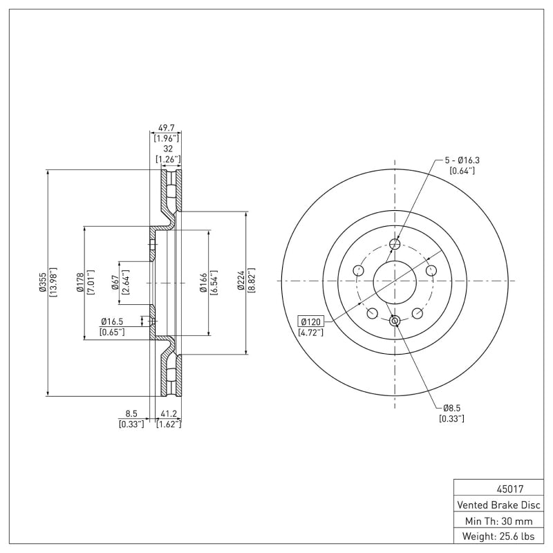 R1 2009-2017 Buick Regal Front Brake Rotor