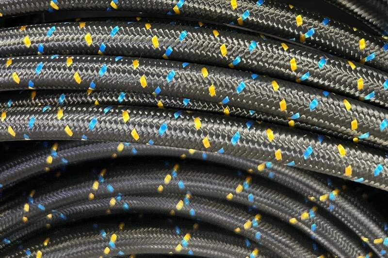 GReddy AN08 Reusable Hose Nylon Braided, Black/Gold/Blue